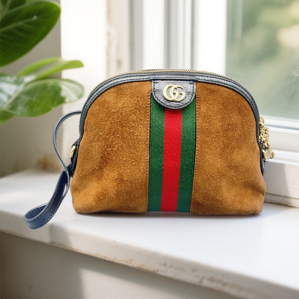 95新 GUCCI/古驰  麂皮贝壳单肩包 1771 8614 