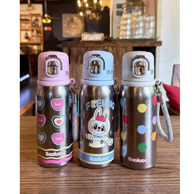 纯钛保温杯2025新款高颜值吸管双饮水杯学生上学专用杯子