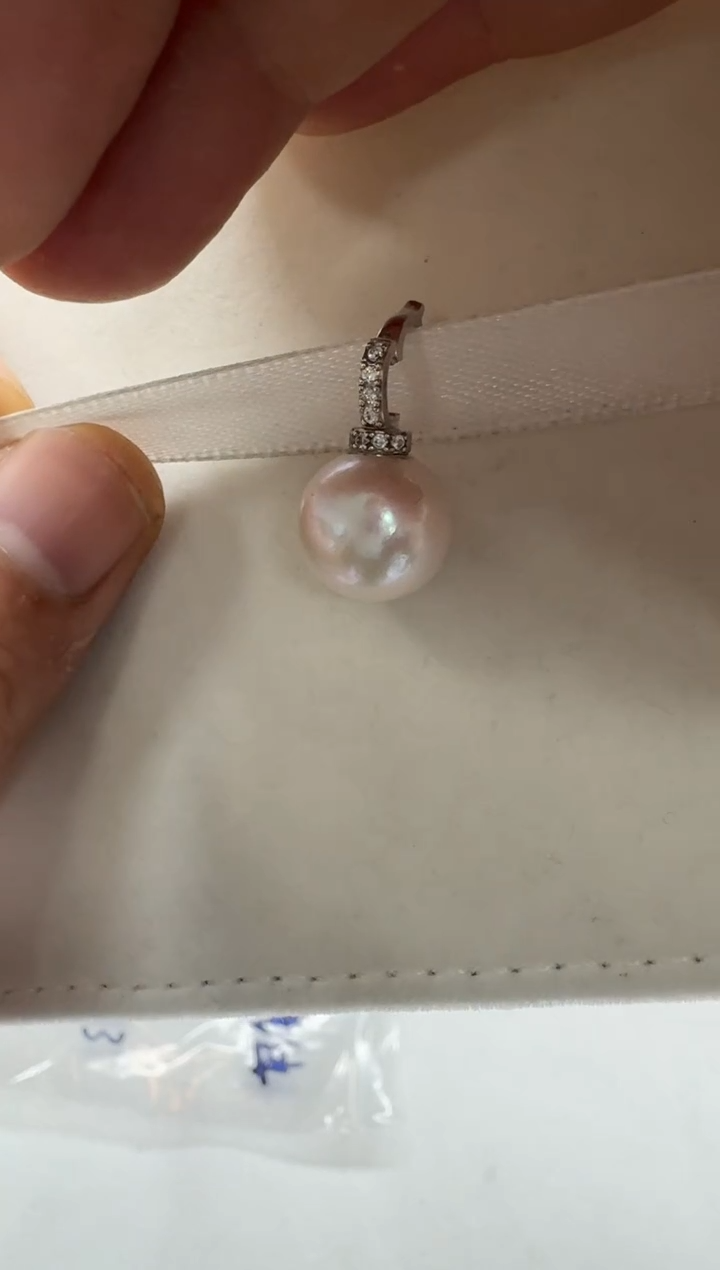【闪购商品】淡水珍珠吊坠(不含链)银S925镶嵌12-13mm