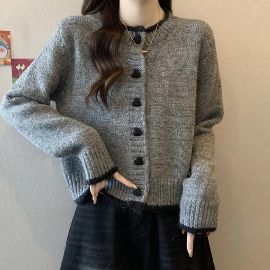 【灰色小香风】小个子针织衫开衫软糯百搭韩版