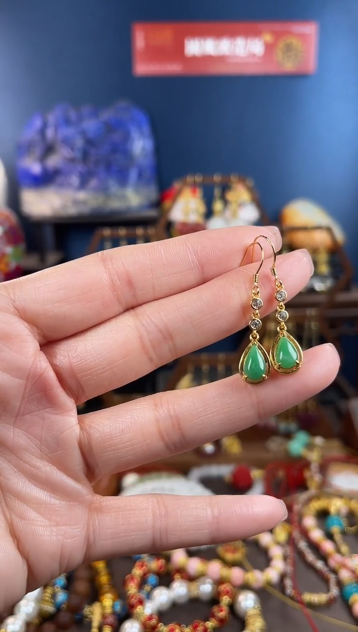 银S925镀金镶嵌挂件翡翠，1212107