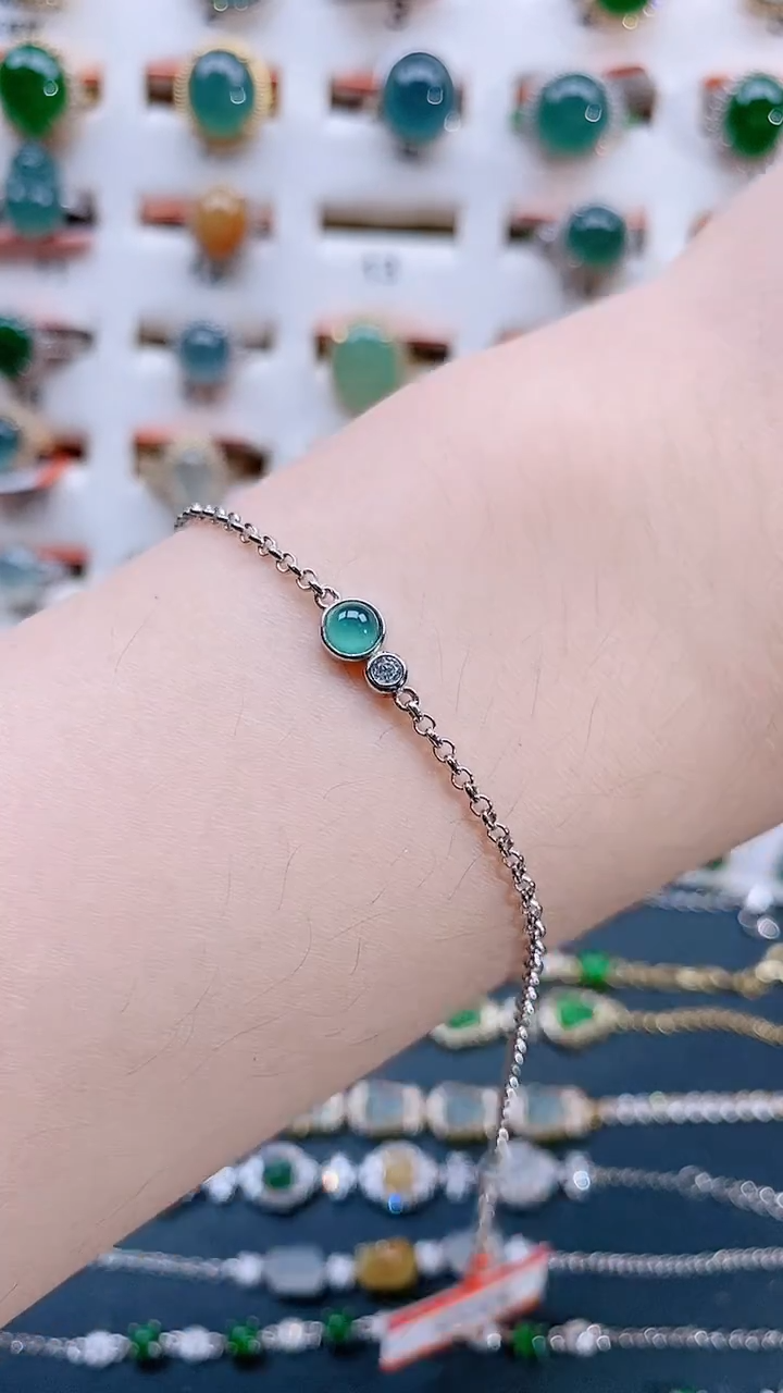 银S925镶嵌手链翡翠天然翡翠