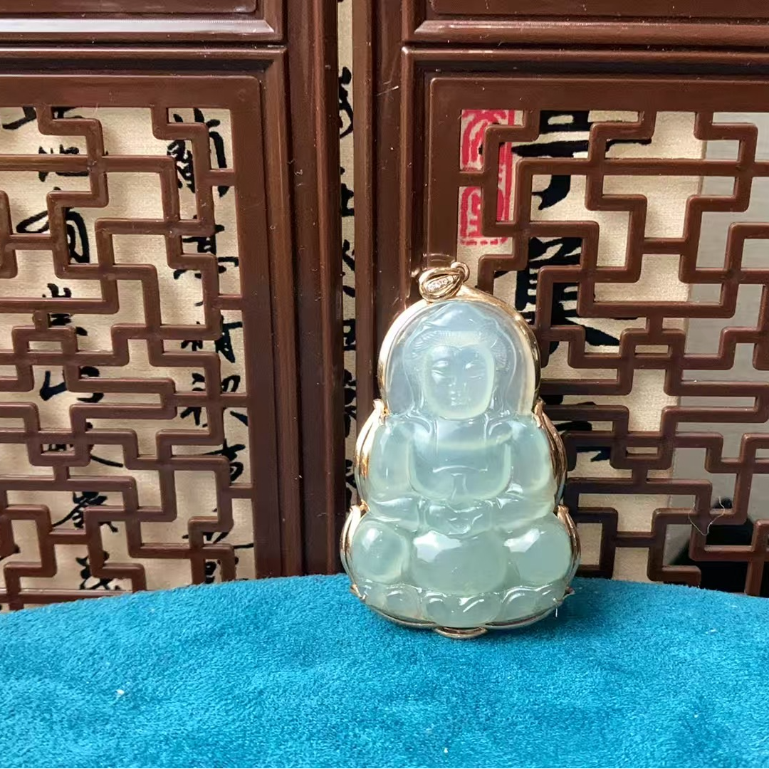 翡翠--观音吊坠（18k）