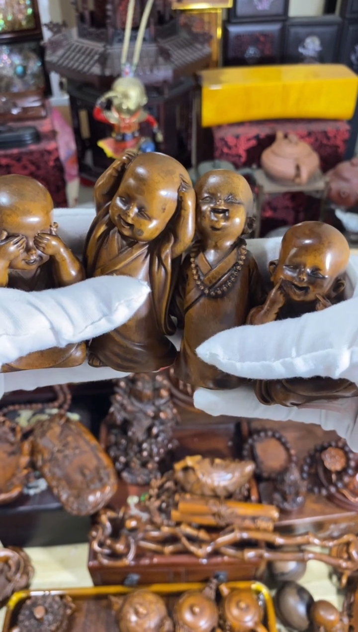 木小叶黄杨小件小和尚一套4个