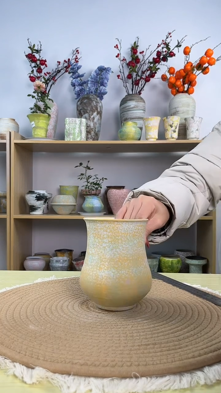 景德镇手作花盆高14口10