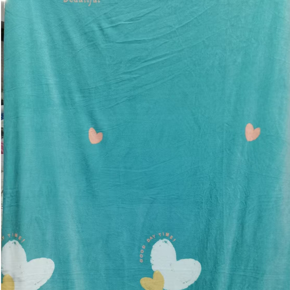 秋冬保暖绒布料～蓝爱心