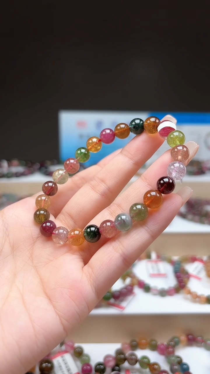 【闪购商品】碧玺手串未镶嵌8.1mm巴西老料玻璃体糖果色单圈手串
