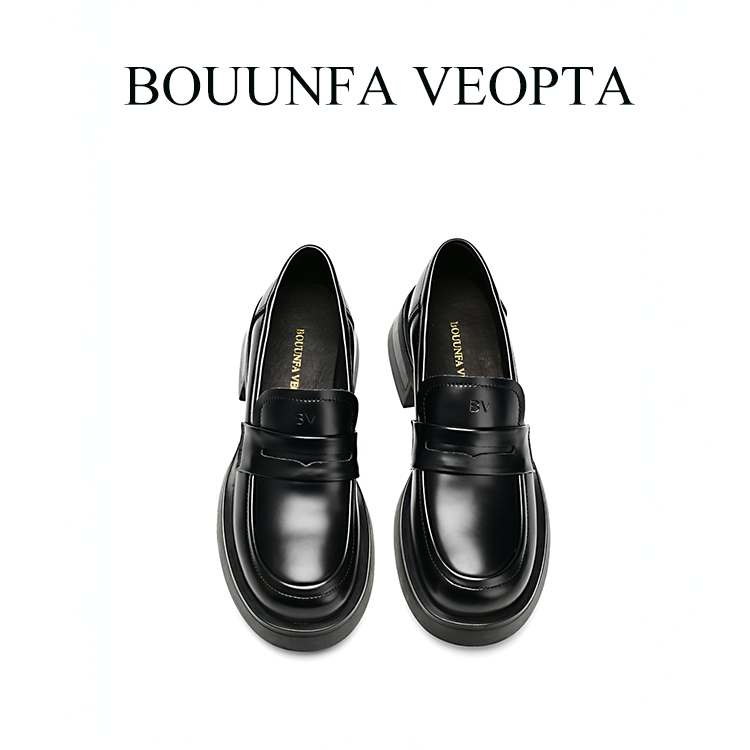 BOUUNFA VEOPTA秋季时尚女士鞋英伦厚底软底休闲百搭真皮乐福鞋