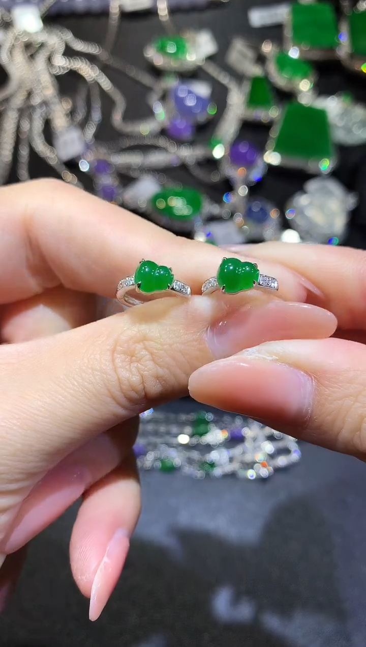 【闪购商品】翡翠耳饰18K金镶嵌96-耳饰