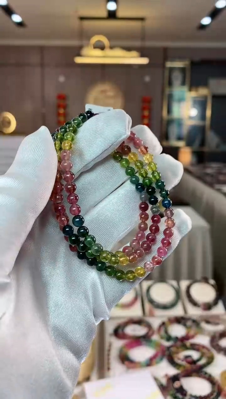 【闪购商品】碧玺三圈手串5mm+未镶嵌（多样性发一条）