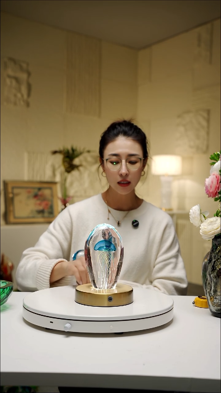 手工艺品琉璃蓝色水母摆件