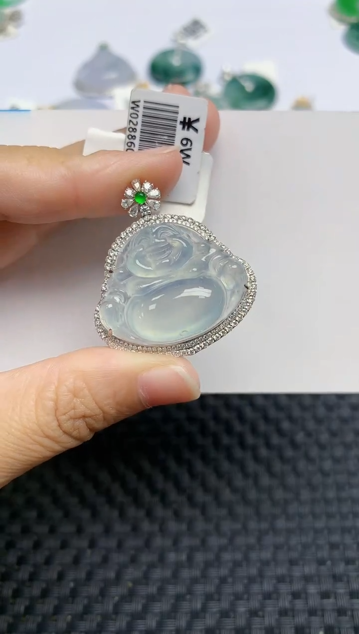 翡翠18K金镶嵌颈饰天然缅甸A货翡翠百元以上9元证书费自理