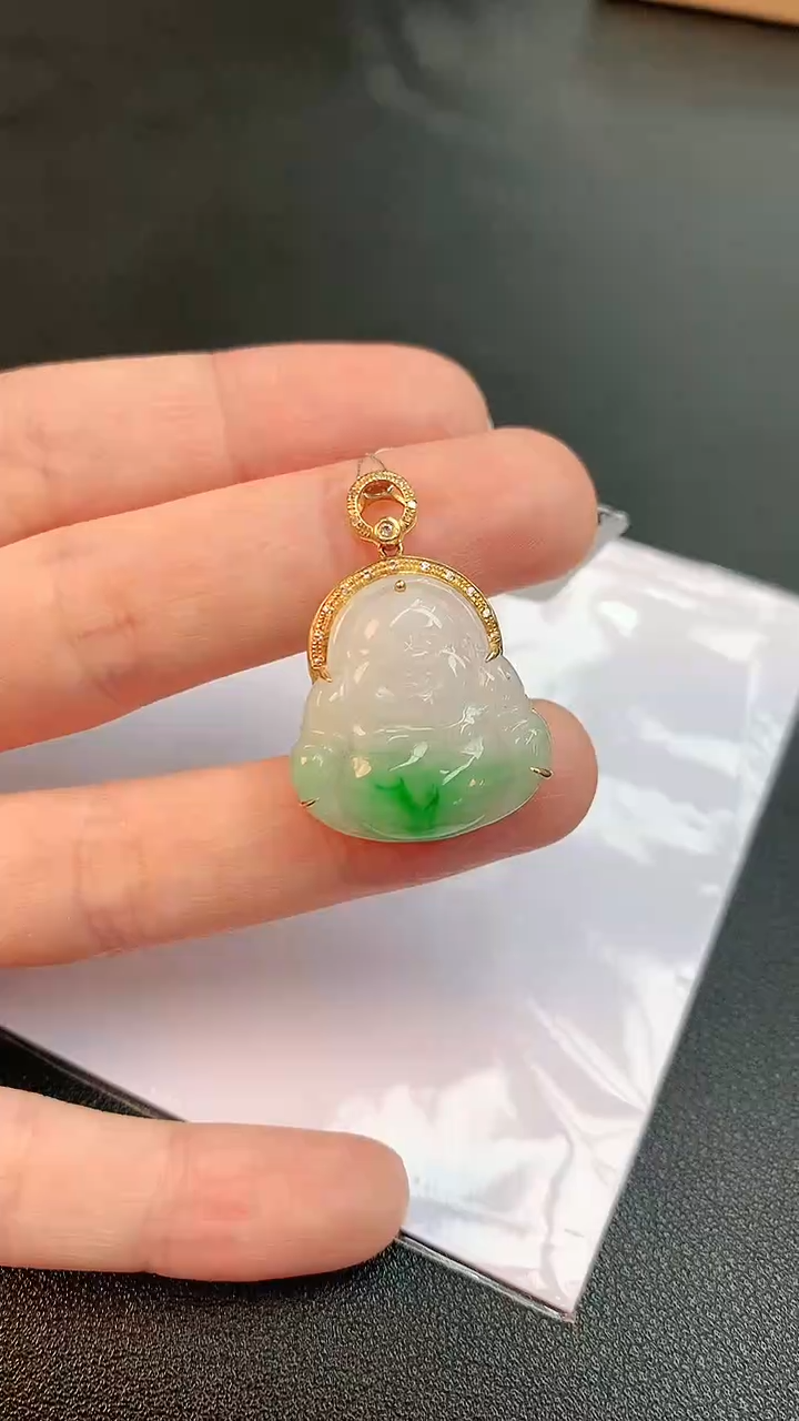 【闪购商品】翡翠颈饰18K金镶嵌赠礼盒证书 敏