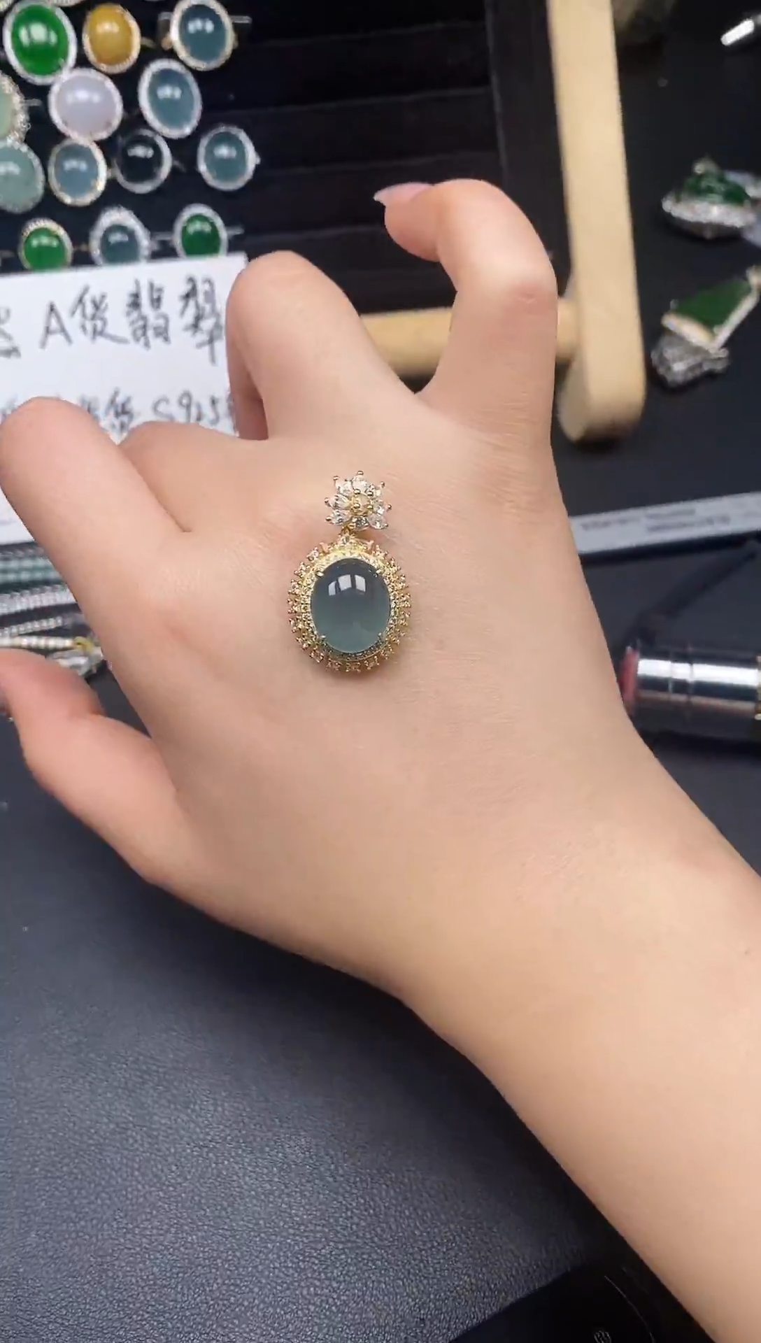 银S925镶嵌戒指翡翠28385