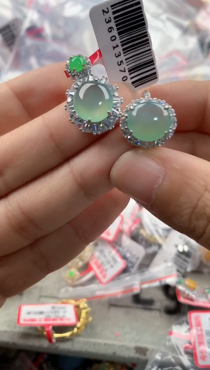 银S925镶嵌戒指翡翠12               1