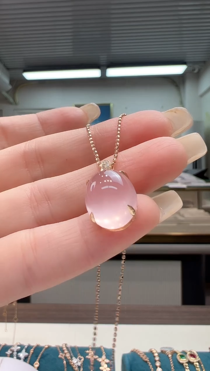 【闪购商品】芙蓉石吊坠(不含链)18K金镶嵌芙蓉石吊坠K红