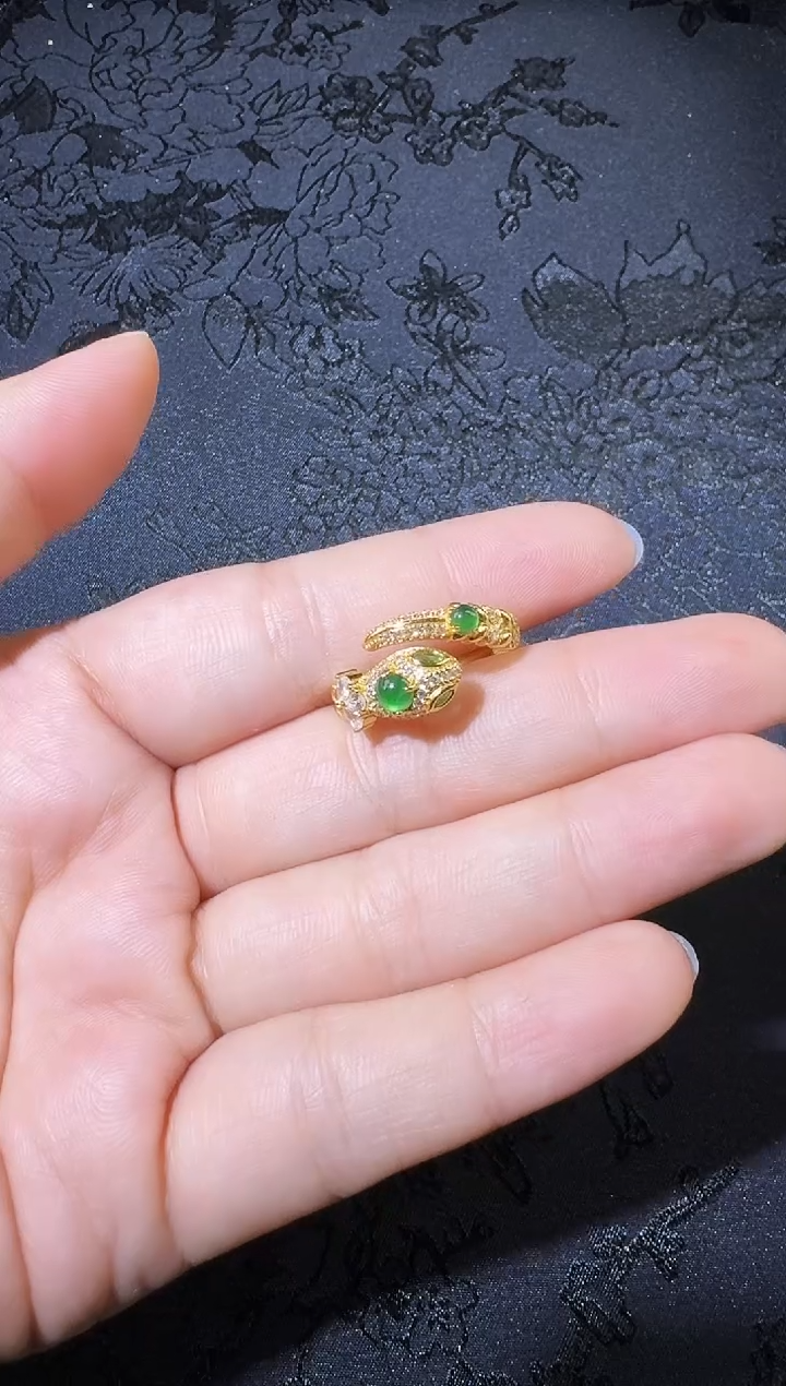 【闪购商品】翡翠吊坠(不含链)银S925镶嵌蛇戒
