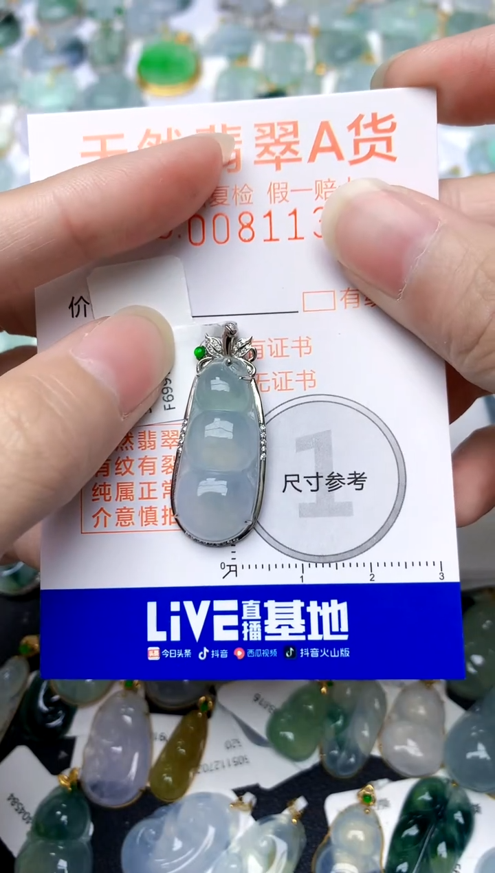 颈饰18K金镶嵌翡翠天然A货翡翠