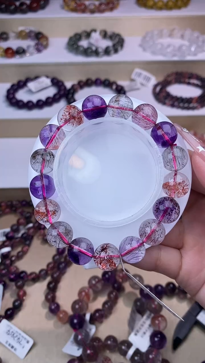 水晶手链未镶嵌黑加仑超七单圈12m+