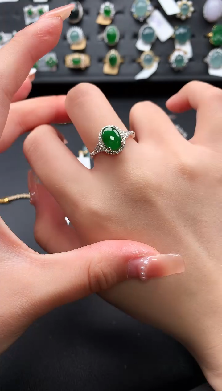 【闪购商品】翡翠戒指银S925镶嵌52141