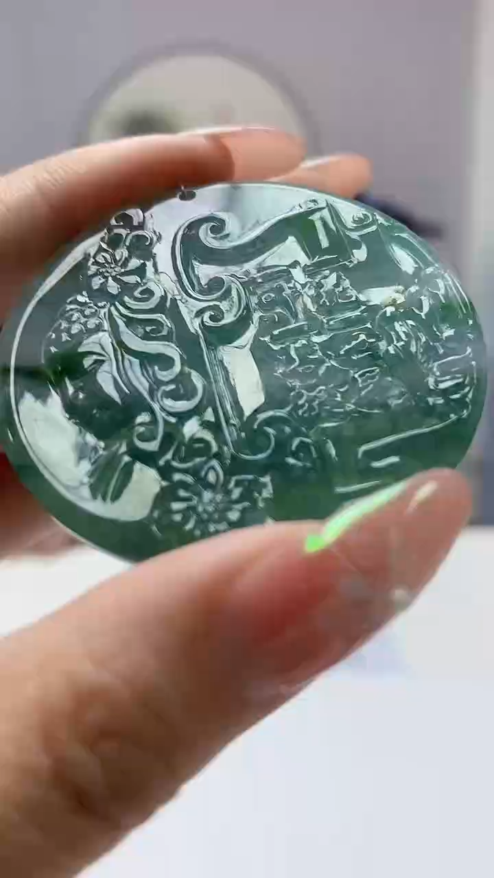 【闪购商品】定制翡翠未镶嵌5152DD-毛货挂件110