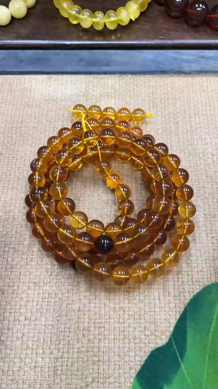 裸石琥珀未镶嵌茶珀108卡8佛珠假一赔十