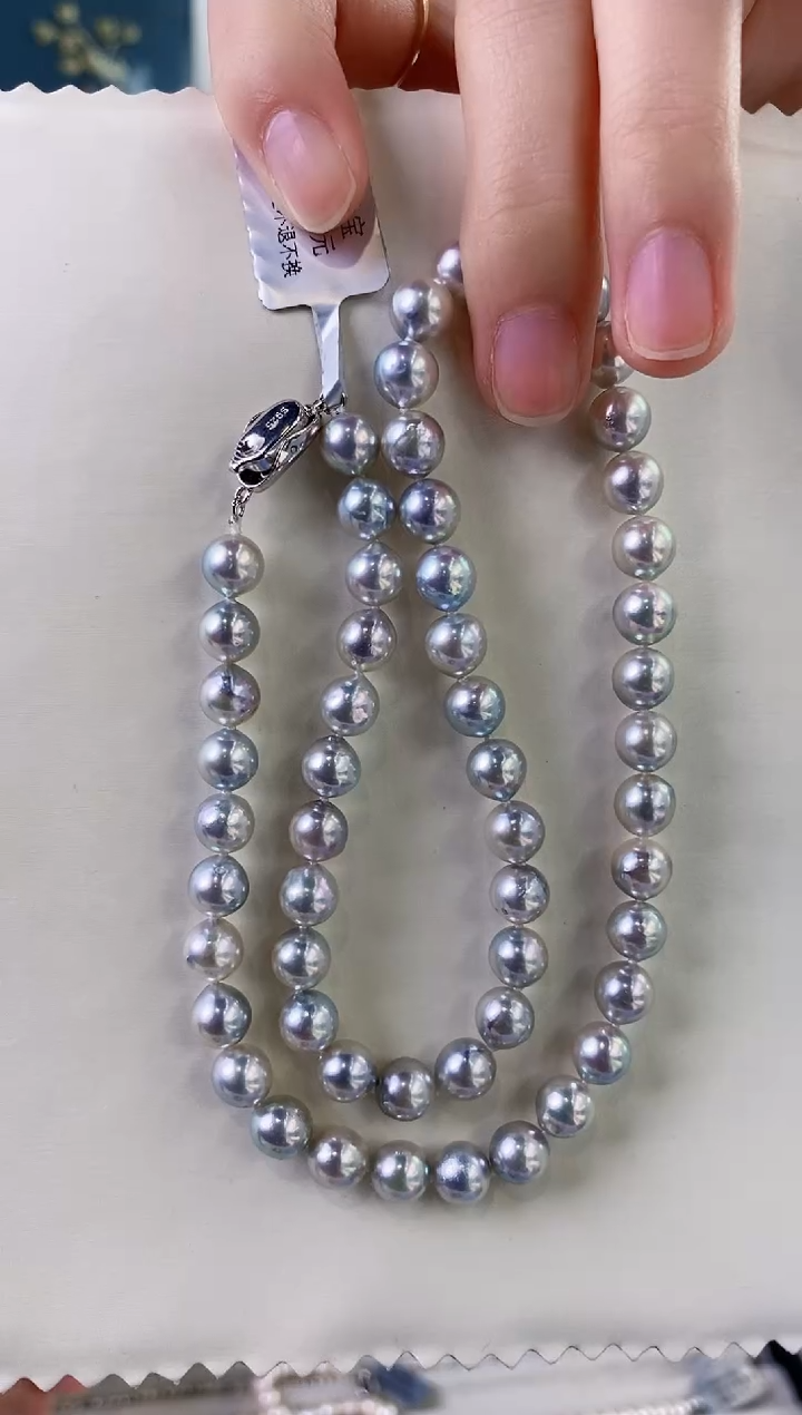 【闪购商品】海水珍珠项链未镶嵌7-8真多麻项链