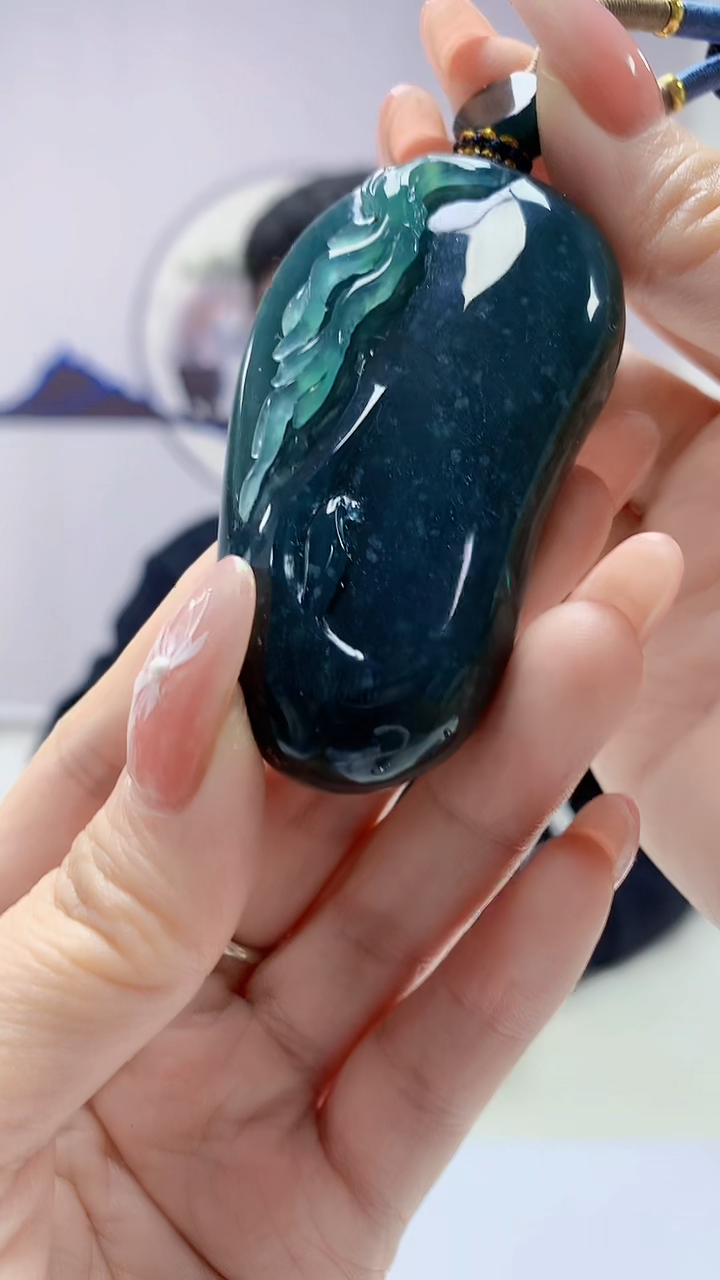 【闪购商品】定制翡翠未镶嵌4917DD-毛货挂件174