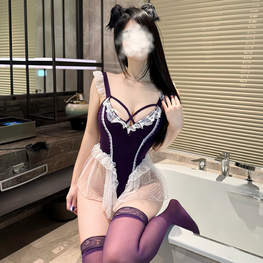 新款内衣性感紫色辣妹制服套装睡衣蕾丝显瘦夏季复古聚拢连体诱惑