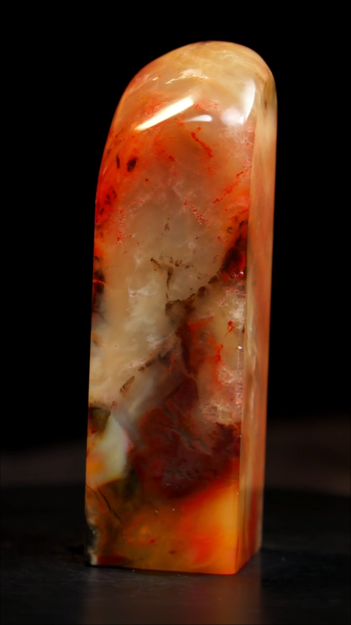 昌化石玻璃冻红花印章印章印章