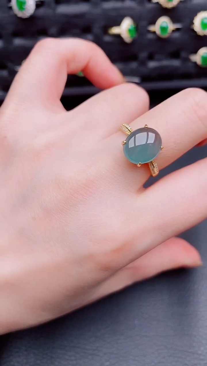 【闪购商品】翡翠戒指银S925镶嵌天然a货翡翠225