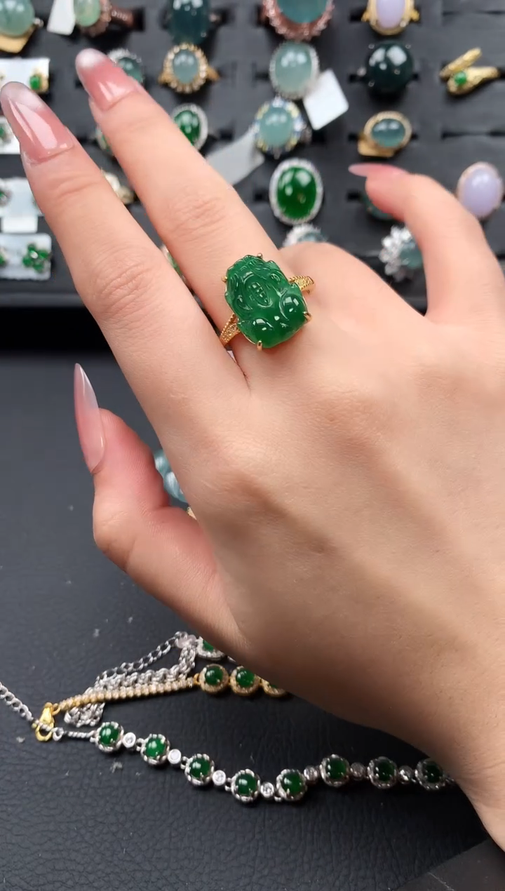 【闪购商品】翡翠戒指银S925镶嵌521341