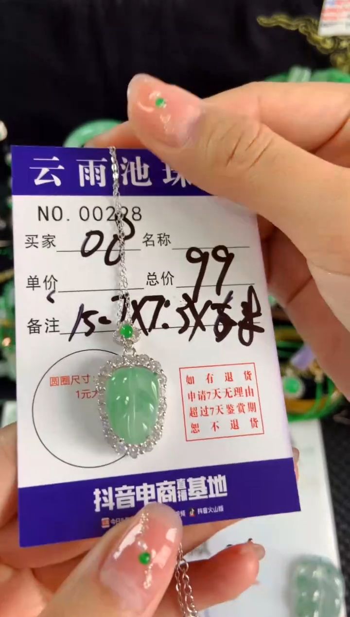 【闪购商品】翡翠颈饰银S925镶嵌翡翠