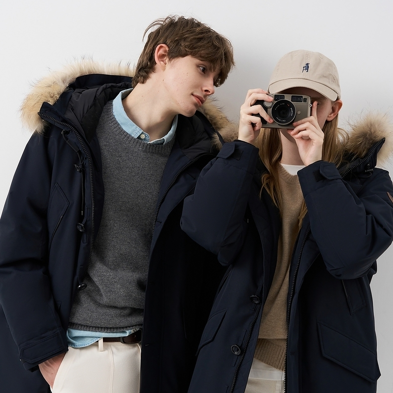 TeenieWeenie小熊情侣装25年新款中长款毛领羽绒外套TNJD25DC26R