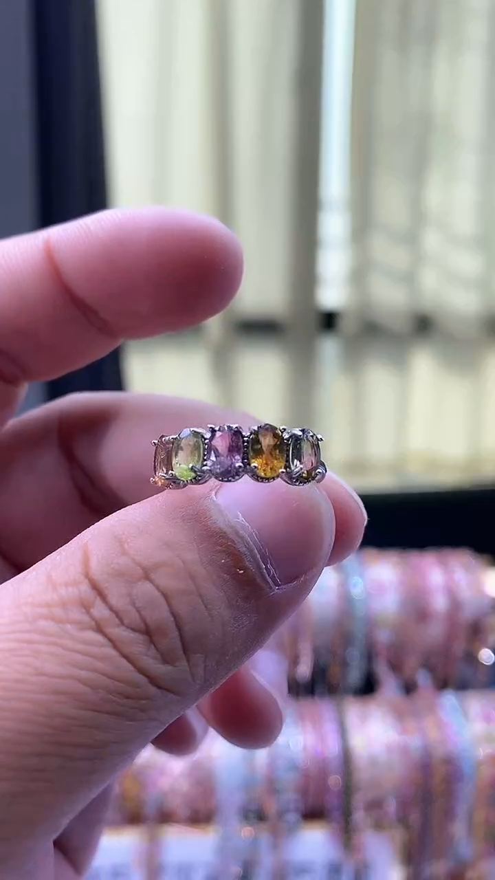 【闪购商品】碧玺戒指银S925镶嵌453354354354543
