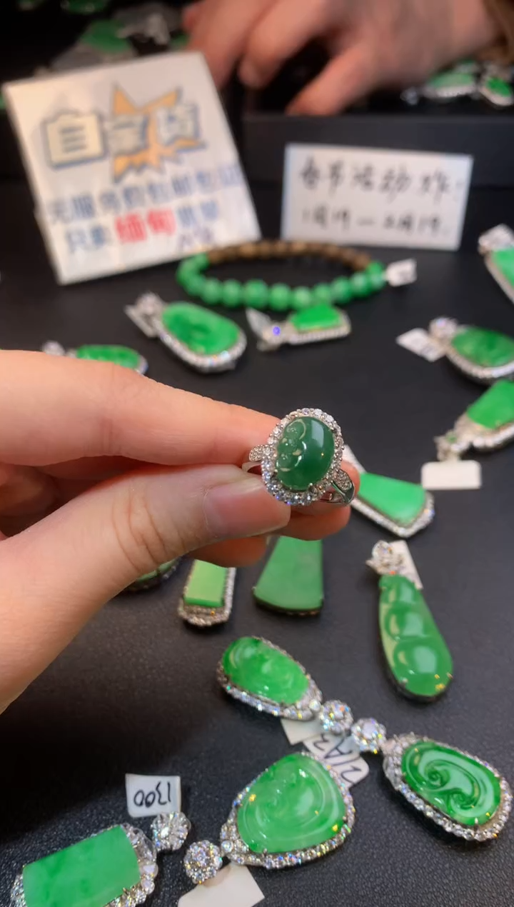 【闪购商品】翡翠戒指银S925镶嵌翡翠1