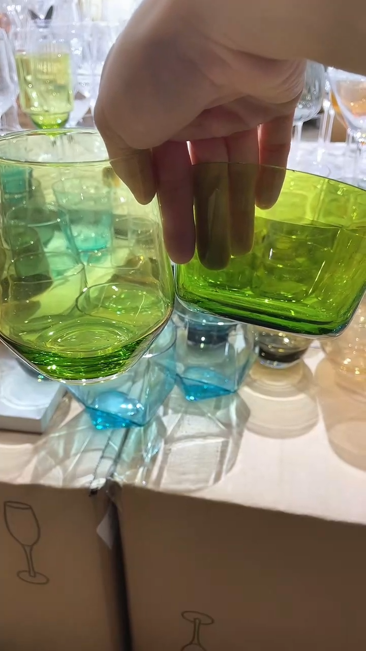 【闪购商品】水晶玻璃2只不同款绿原色水杯