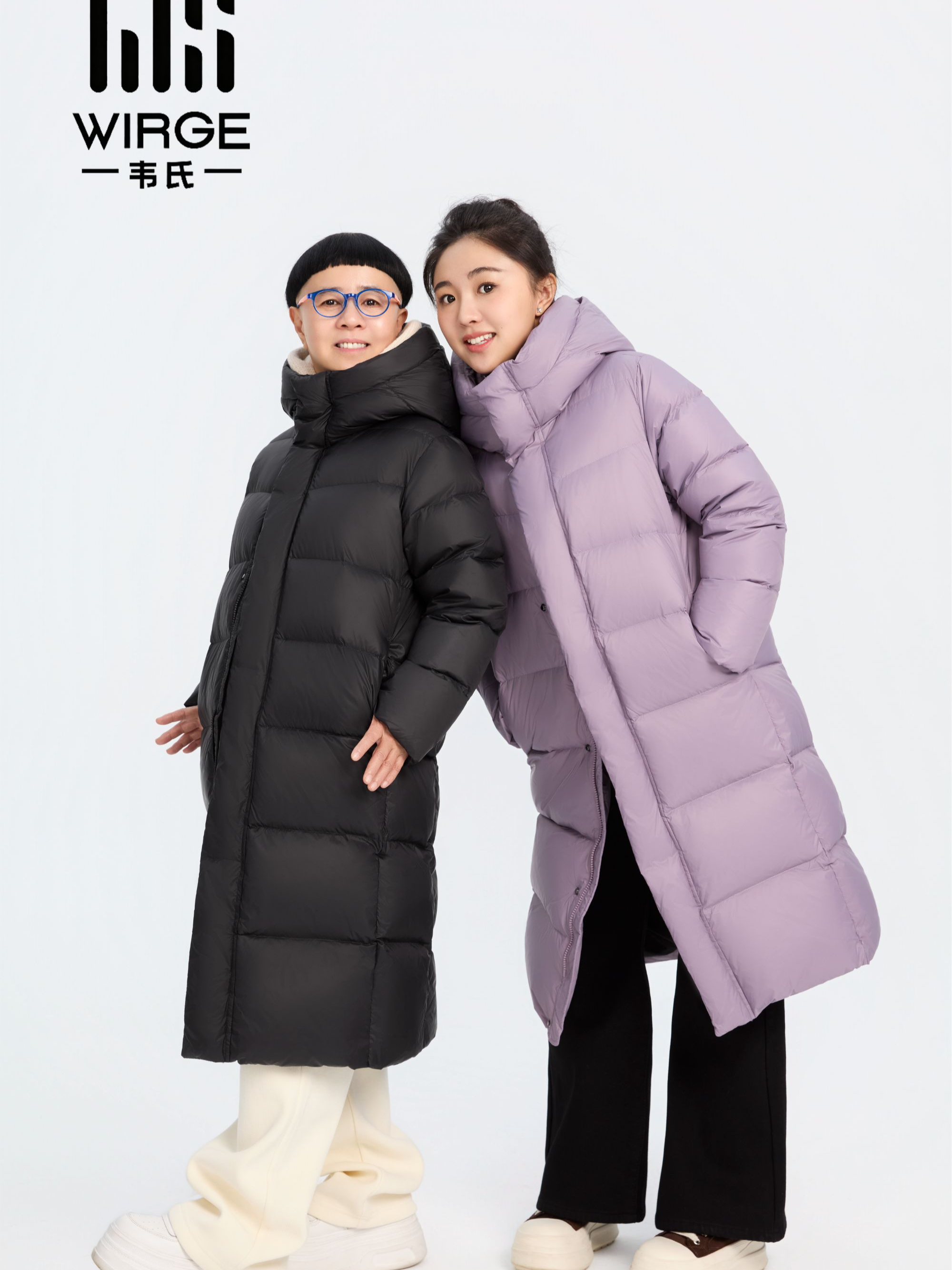 韦氏25新款加长羽绒服亲子男女中大童显瘦休闲冬外套加厚鸭绒直筒