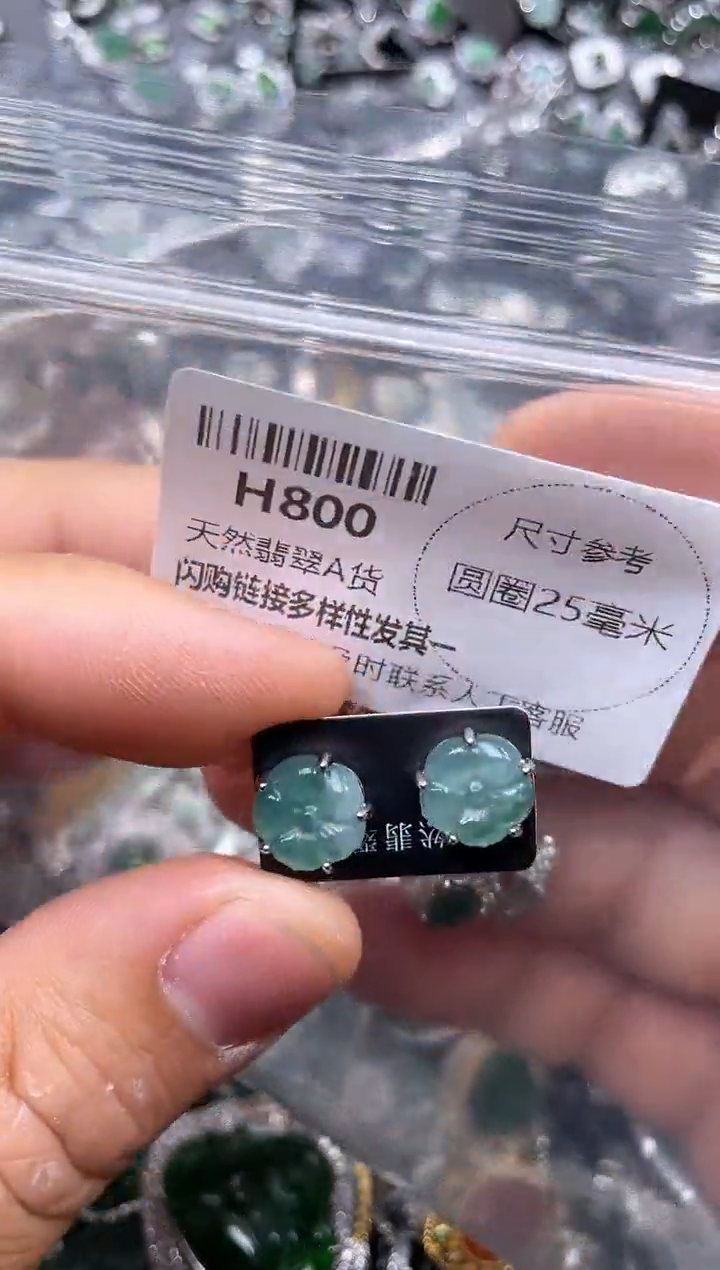 【闪购商品】翡翠颈饰未镶嵌H800耳钉