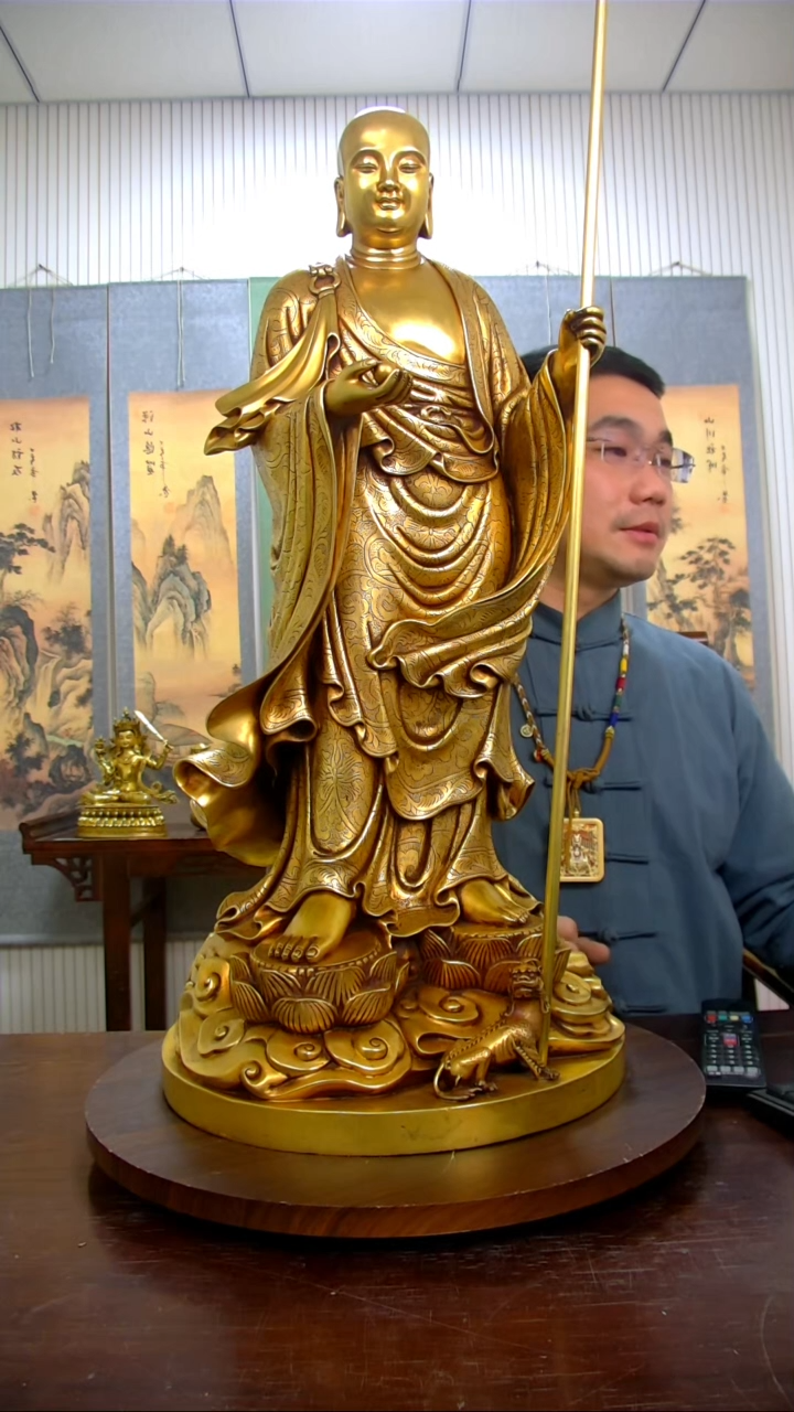 【闪购商品】紫铜鎏金 地藏王菩萨 67公分