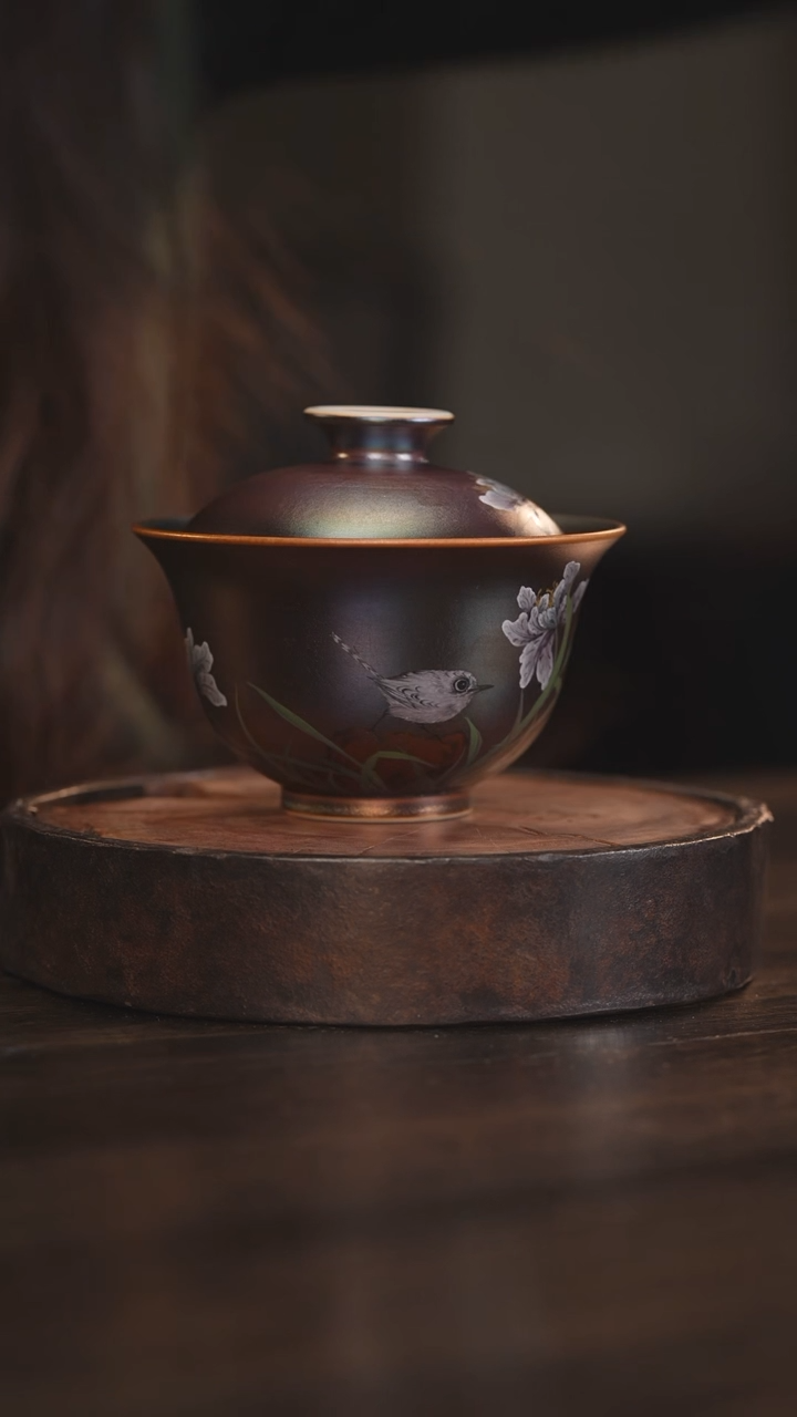 【闪购商品】杯68柴房陶瓷丨窑宝花鸟盖碗