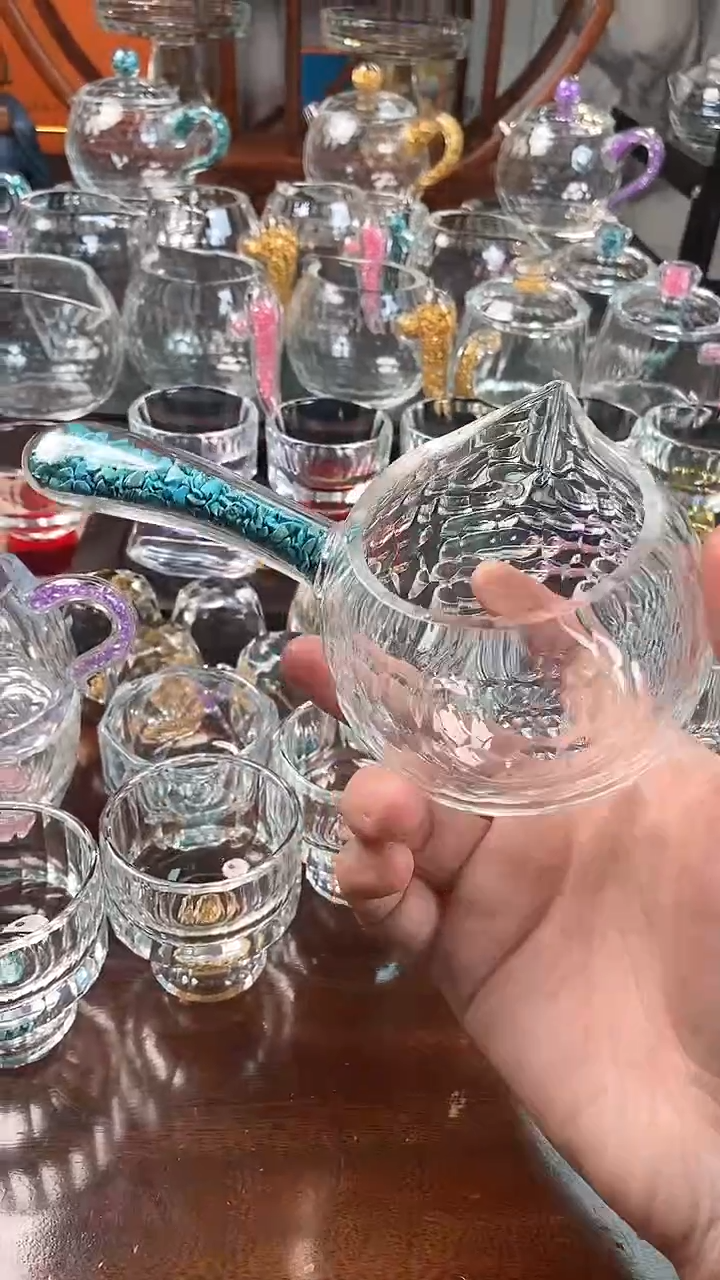 【闪购商品】玺宴新款水晶侧把公杯绿松石