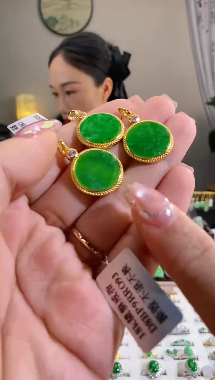 翡翠银S925镶嵌吊坠(不含链)无事牌 多样性发一