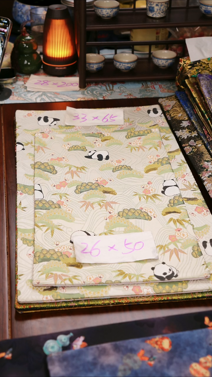 【熊猫双面】中国风干泡织锦茶席26*50