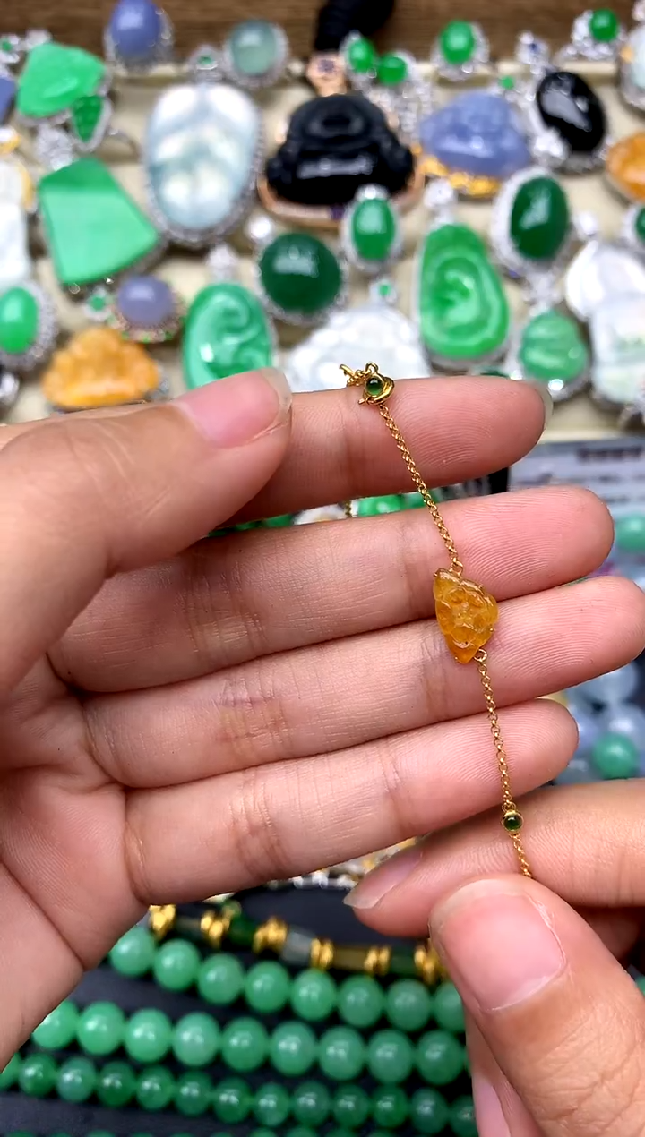 【闪购商品】翡翠手串18K金镶嵌62-中国好珍宝
