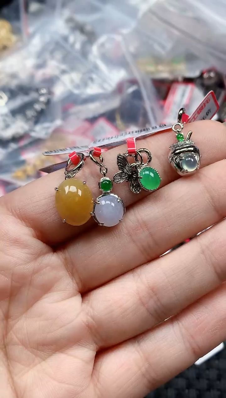 银S925镶嵌戒指翡翠天然A货缅甸翡翠