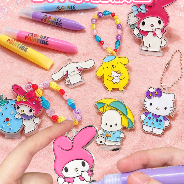 正版库洛米涂色画画免烤水晶胶画手工diy三丽鸥挂件女孩玩具礼物