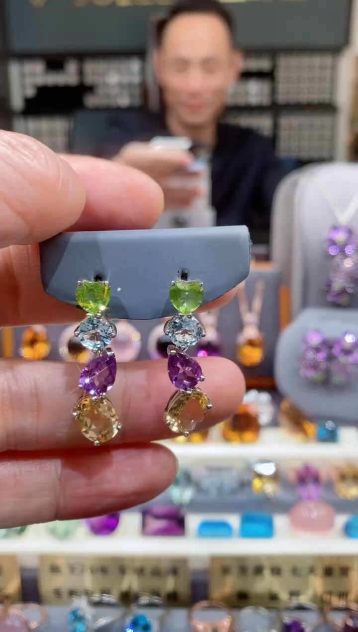 【闪购商品】紫晶耳钉银S925镶嵌紫晶耳钉