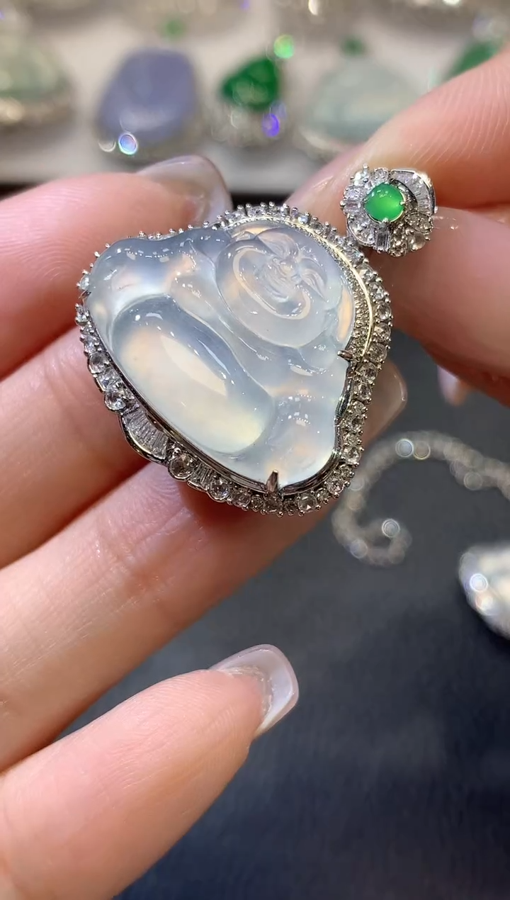 翡翠18K金镶嵌吊坠(不含链)C18