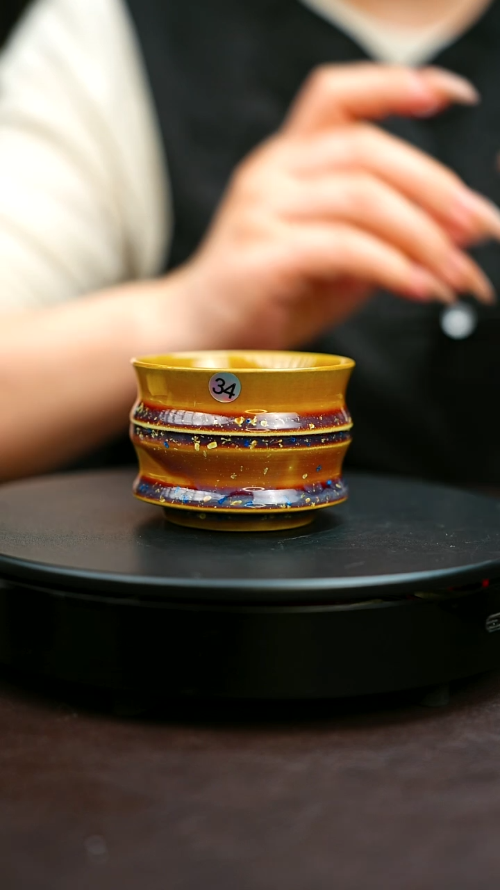 34#原矿钧瓷炉钧釉竹节杯